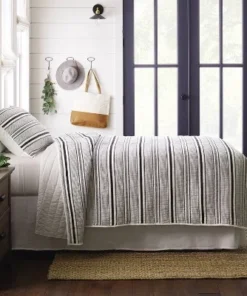 Hearth & Hand With Magnolia Textured Stripe Quilt Dark Gray/Cream - Hearth & Hand™ with Magnolia -Hearth Shop GUEST 0ef11ddf 5f6b 4977 bdbc afe59bb856b6