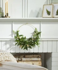 Hearth & Hand With Magnolia 16" Faux Laurel Leaf & Sedum Wire Wreath - Hearth & Hand™ with Magnolia