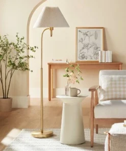 Hearth & Hand With Magnolia Pleated Shade Metal Floor Lamp Cream/Brass (Includes LED Light Bulb) - Hearth & Hand™ with Magnolia