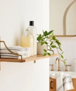 Hearth & Hand With Magnolia Wood & Brass Decorative Bracket Wall Shelf - Hearth & Hand™ with Magnolia