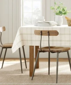 Hearth & Hand With Magnolia Tri-Stripe Plaid Rectangular Tablecloth Light Green/Natural - Hearth & Hand™ with Magnolia