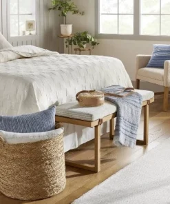 Hearth & Hand With Magnolia Textured Rib Stripe Dobby Throw Blanket - Hearth & Hand™ with Magnolia Vintage Blue