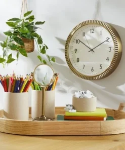 Hearth & Hand With Magnolia 14" Pleated Brass Round Analog Wall Clock Antique Finish - Hearth & Hand™ with Magnolia