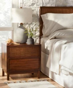 Hearth & Hand W/Magnolia Furniture Wood & Cane Transitional Nightstand - Hearth & Hand™ with Magnolia Natural