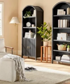 Hearth & Hand W/Magnolia Furniture Grooved Wood Arch Bookcase - Hearth & Hand™ with Magnolia Black