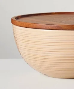 Hearth & Hand With Magnolia Ribbed Stoneware Serving Bowls with Wood Lids Blush/Brown (Set of 2) - Hearth & Hand™ with Magnolia -Hearth Shop GUEST 3ab058f5 4b2a 4652 9dfd 22c26b041a3d