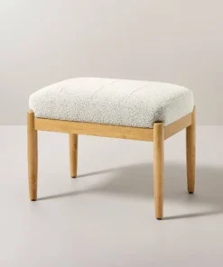 Hearth & Hand W/Magnolia Furniture Boucle Upholstered Wood Ottoman - Hearth & Hand™ with Magnolia Oatmeal -Hearth Shop GUEST 44f571fe a07c 4470 84b8 905f0593bf0b