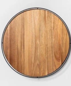 Hearth & Hand With Magnolia Wooden Lazy Susan with Metal Trim Brown/Black - Hearth & Hand™ with Magnolia