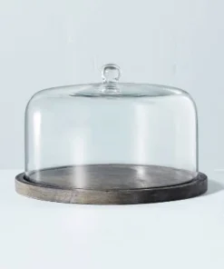 Hearth & Hand With Magnolia 9" Wood & Glass Covered Dessert Storage - Hearth & Hand™ with Magnolia Pickled Black -Hearth Shop GUEST 4c98b0c3 c0de 4e5f ad8b 62a8bdf2f5a5