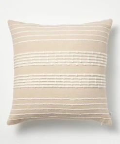 Hearth & Hand With Magnolia 18"x18" Textured Bead Stripe Square Throw Pillow - Hearth & Hand™ with Magnolia Tan/cream -Hearth Shop GUEST 5918a390 5c51 46b2 a7e6 6327ebf93926