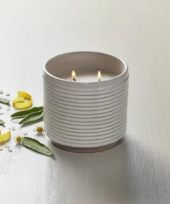 Hearth & Hand With Magnolia 2-Wick Ribbed Ceramic Canvas Jar Candle Light Gray 12oz - Hearth & Hand™ with Magnolia