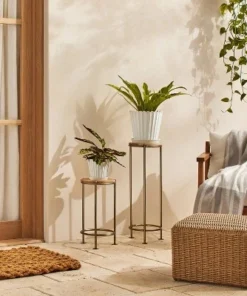 Hearth & Hand With Magnolia Wood & Brass Round Plant Stand - Hearth & Hand™ with Magnolia