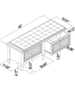 Hearth & Hand W/Magnolia Furniture Modular Wood & Cane Entryway Storage Bench with Cushion - Natural/Cream - Hearth & Hand™ with Magnolia -Hearth Shop GUEST 6e07accc af9e 4eca b97d f4f5c00450e6