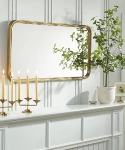 Hearth & Hand With Magnolia 20"x40" Decorative Molding Rectangular Wall Mirror Antique Brass - Hearth & Hand™ with Magnolia