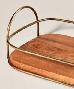 Hearth & Hand With Magnolia 32" Wooden Decorative Tray with Metal Trim Brown/Brass - Hearth & Hand™ with Magnolia 7 Hearth & Hand With Magnolia 32" Wooden Decorative Tray with Metal Trim Brown/Brass - Hearth & Hand™ with Magnolia -Hearth Shop GUEST 7fe49842 c67a 4bf9 b89c c80dcde0cc98