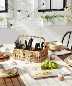 Hearth & Hand With Magnolia 4pk 11" Tonal Bamboo-Melamine Dinner Plate Set Natural/Cream - Hearth & Hand™ with Magnolia