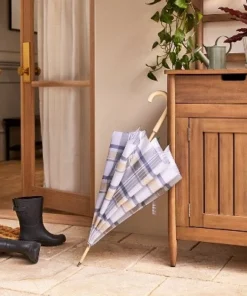 Hearth & Hand With Magnolia Plaid Print Stick Umbrella Blue/Tan/Cream - Hearth & Hand™ with Magnolia