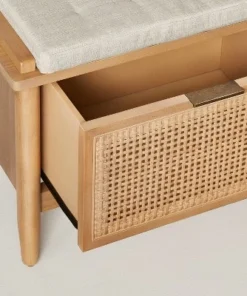 Hearth & Hand W/Magnolia Furniture Modular Wood & Cane Entryway Storage Bench with Cushion - Natural/Cream - Hearth & Hand™ with Magnolia -Hearth Shop GUEST 95dafc04 f7eb 44c4 a0c6 770422510497
