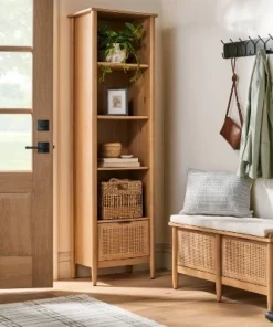 Hearth & Hand W/Magnolia Furniture Modular Wood & Cane Entryway Storage Bench with Cushion - Natural/Cream - Hearth & Hand™ with Magnolia