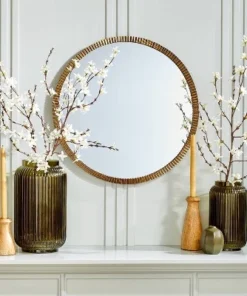 Hearth & Hand With Magnolia Pleated Brass Round Wall Mirror Antique Finish - Hearth & Hand™ with Magnolia