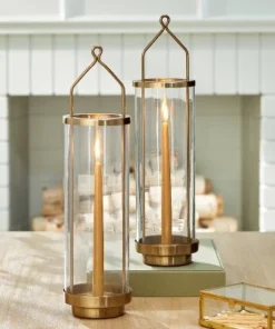 Hearth & Hand With Magnolia 17" Glass & Brass 1ct Taper Candle Sconce Antique Finish - Hearth & Hand™ with Magnolia