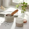 Hearth & Hand With Magnolia 3pc Marble Stacking Salt & Pepper Cellar White/Warm Gray - Hearth & Hand™ with Magnolia