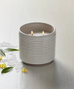 Hearth & Hand With Magnolia 2-Wick Ribbed Ceramic Salt Jar Candle Light Gray 12oz - Hearth & Hand™ with Magnolia