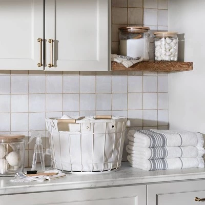 Hearth & Hand With Magnolia Fabric Storage Box with Faux Leather Accent Cream - Hearth & Hand™ with Magnolia 6 Hearth & Hand With Magnolia Fabric Storage Box with Faux Leather Accent Cream - Hearth & Hand™ with Magnolia - Image 4