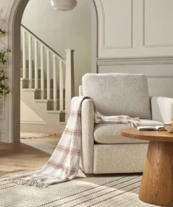 Hearth & Hand With Magnolia Plaid Woven Throw Blanket Blush/Cream - Hearth & Hand™ with Magnolia