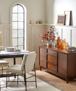 Hearth & Hand W/Magnolia Furniture Fabric & Metal Armless Dining Chair - Cream/Black - Hearth & Hand™ with Magnolia