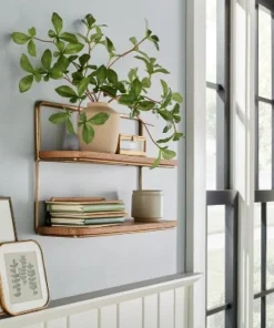 Hearth & Hand With Magnolia 16" Wood & Brass Double Wall Shelf - Hearth & Hand™ with Magnolia