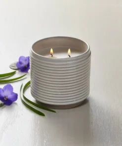 Hearth & Hand With Magnolia 2-Wick Ribbed Ceramic Pampas Jar Candle Light Gray 12oz - Hearth & Hand™ with Magnolia