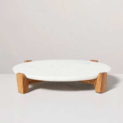 Hearth & Hand With Magnolia 12.5" Marble & Wood Footed Trivet White/Gray - Hearth & Hand™ with Magnolia 4 Hearth & Hand With Magnolia 12.5" Marble & Wood Footed Trivet White/Gray - Hearth & Hand™ with Magnolia - Image 2