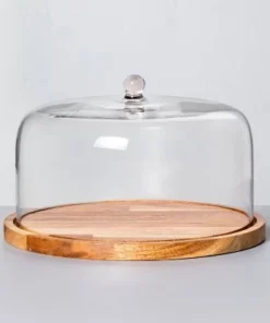 Hearth & Hand With Magnolia 9" Wood & Glass Covered Dessert Storage - Hearth & Hand™ with Magnolia Pickled Black -Hearth Shop GUEST fb1a78bd 713f 4973 842b cedc7b656900