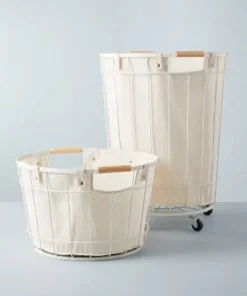 Hearth & Hand With Magnolia 24" Large Wire & Fabric Laundry Hamper Sour Cream - Hearth & Hand™ with Magnolia -Hearth Shop GUEST feda1e98 fddc 4c79 9c82 1bb8715dc2e6